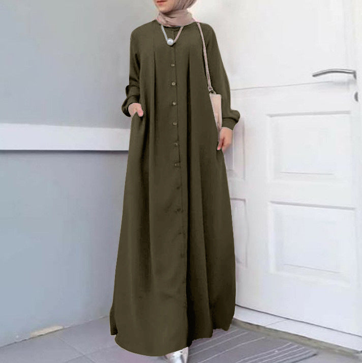 Women's Muslim Long Dress Autumn Loose Temperament Commuter Dresses