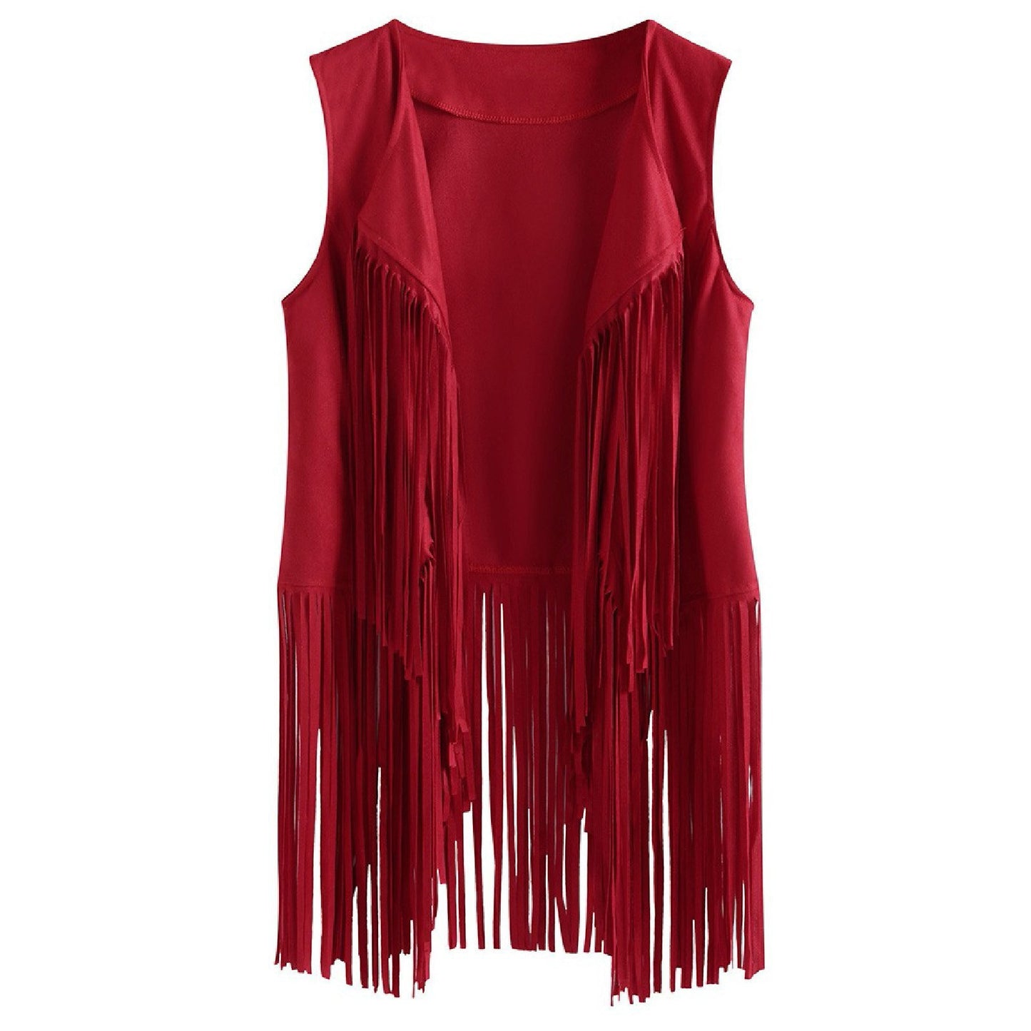 Women's Slouchy Trendy Tassel Suede Mid-length Vests