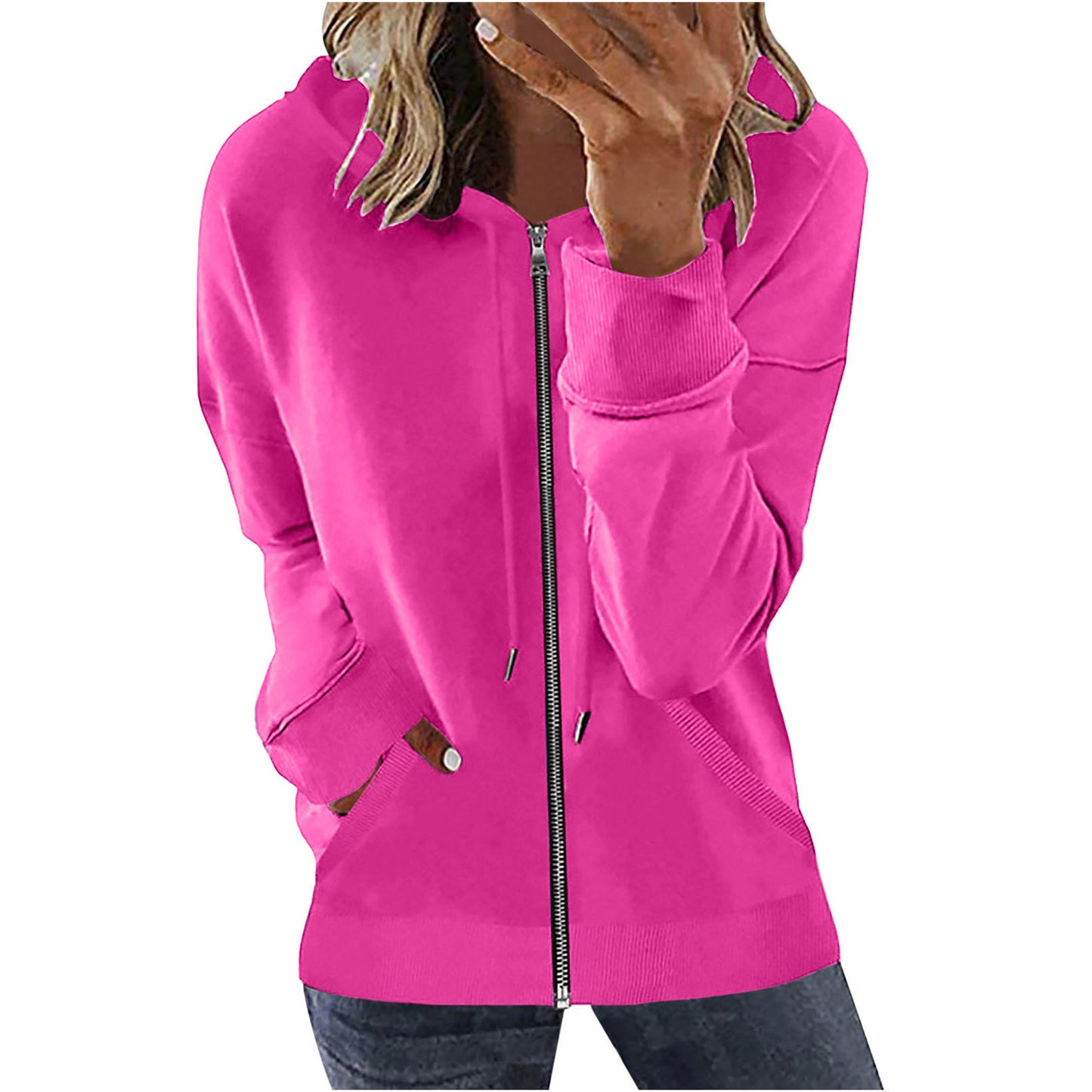 Women's Autumn Pocket Long Sleeve Hooded Tracksuit Sweaters