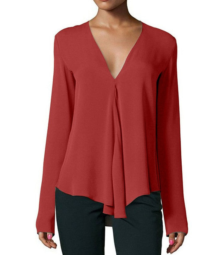 Women's Bottoming Shirt Large Long-sleeved Chiffon Blouses