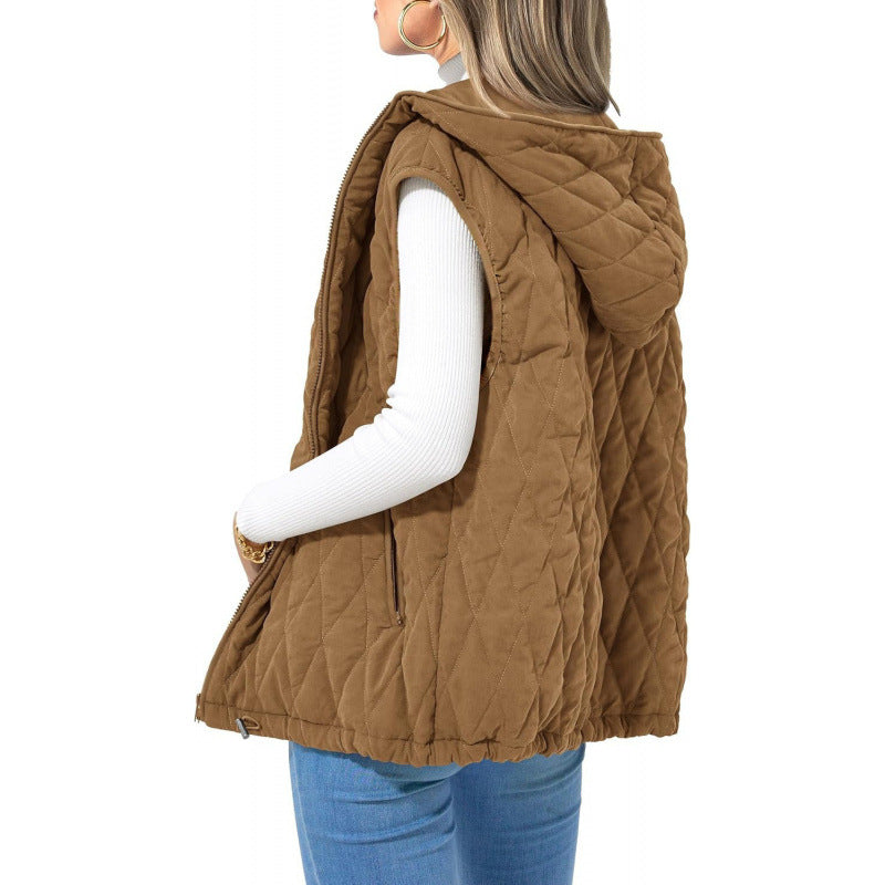 Ladies Hooded Waistcoat Light Cotton Outside Vests