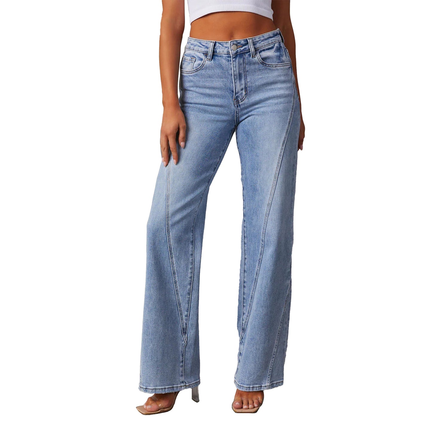 Women's Comfort Casual Loose Stitching Wide Leg Jeans