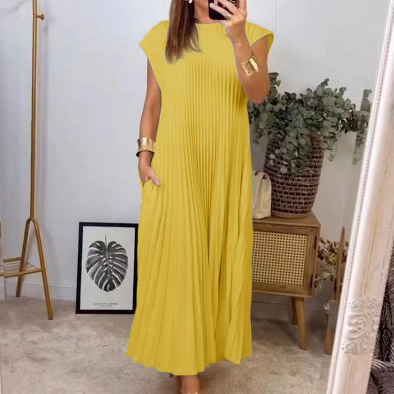 Women's Autumn Elegant Fashion Round Neck Sleeveless Dresses