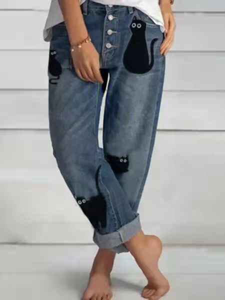 Women's Loose Leisure Simple Thin Denim Straight-leg Pants