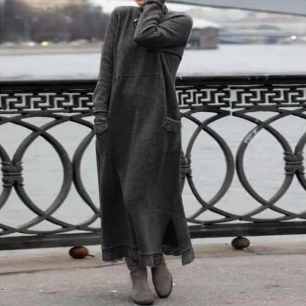 Autumn Loose Oversized Knit Brushed Hoody Dresses