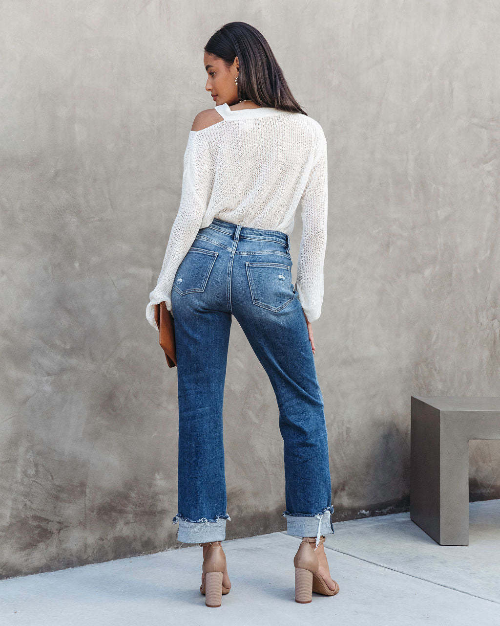 Versatile Washed High Waist Loose Pull-up Jeans