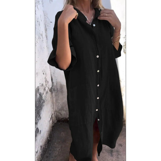 Women's Loose Casual Half Sleeve Cotton Linen Dresses