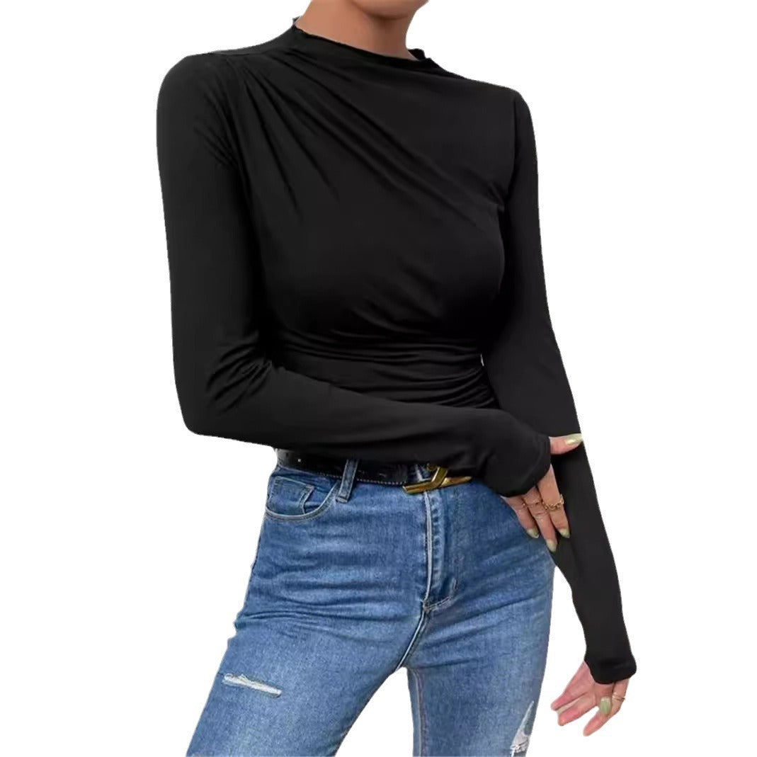 Women's Solid Color Elegant Slim Fit Pleated Blouses