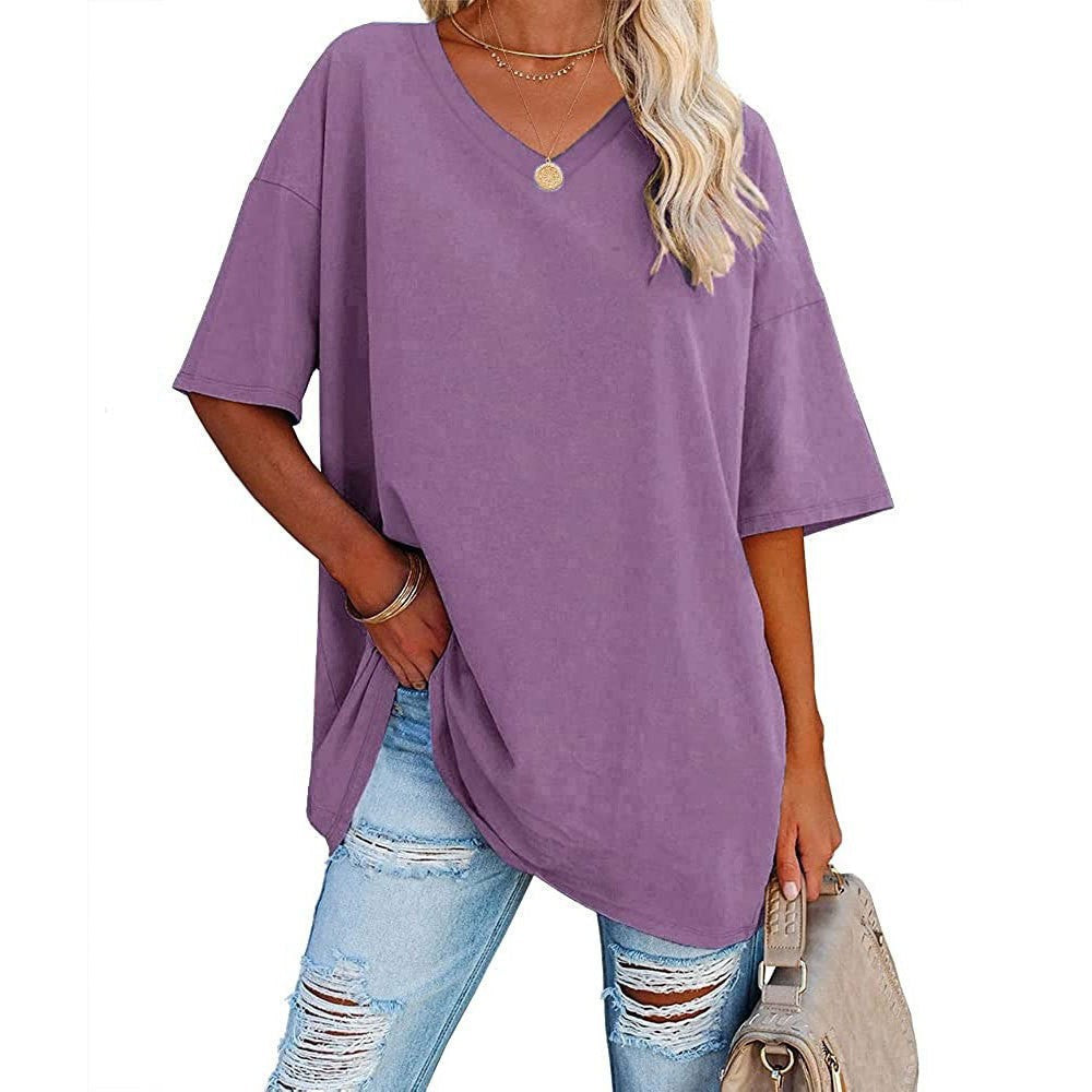 Women's Loose Half Sleeve V-neck Waist Blouses