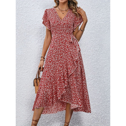 Women's Fashionable Summer Sexy Waist Trimming Floral Dresses