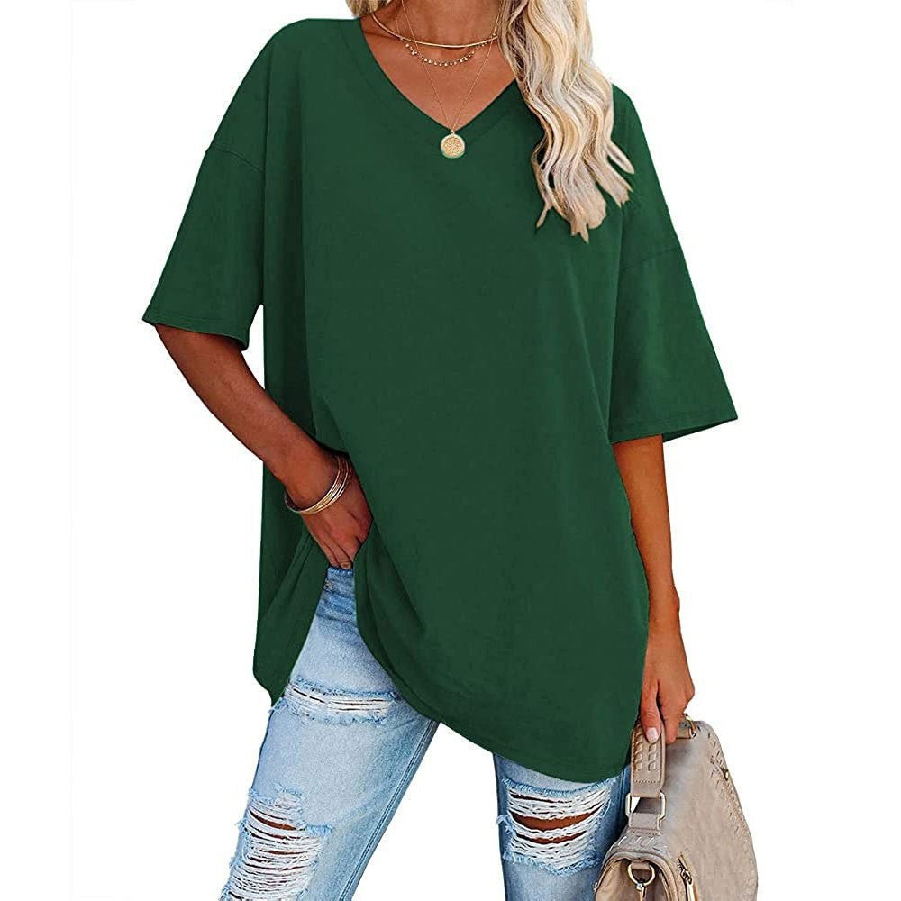 Women's Loose Half Sleeve V-neck Waist Blouses