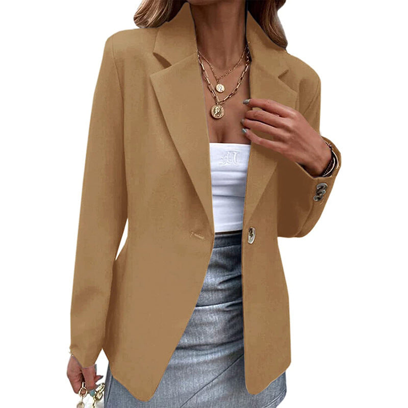 Women's Casual Long-sleeved Solid Color Button Coats