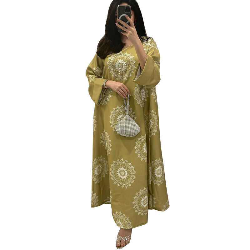 Women's Fashion Muslim Robe Hot Drilling Foam Clothing