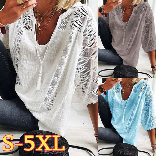 Women's Sleeve White Slimming Cotton Temperament Commute Solid Blouses