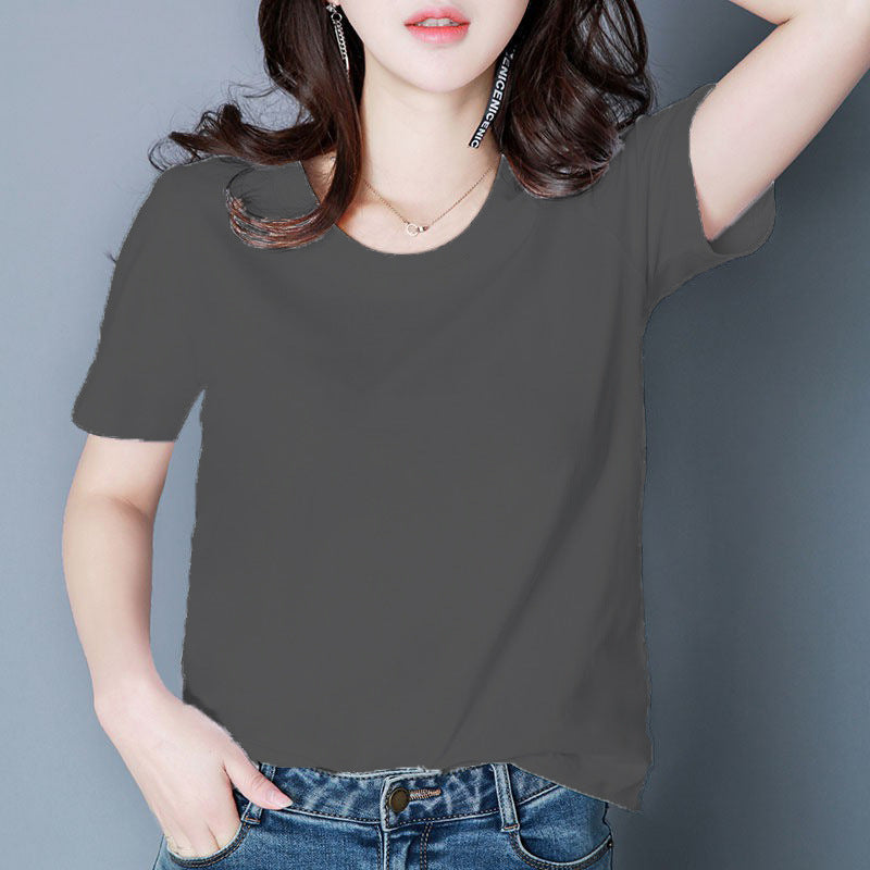 Women's Summer Korean Style White Short-sleeved T-shirt Blouses