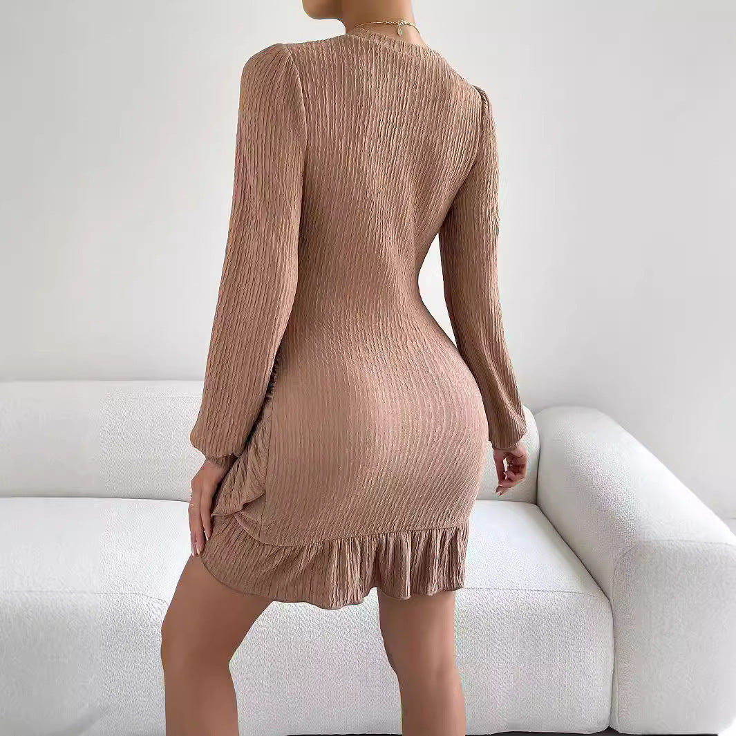 Women's Fashion Lantern Sleeve Slim Fit Dress Dresses