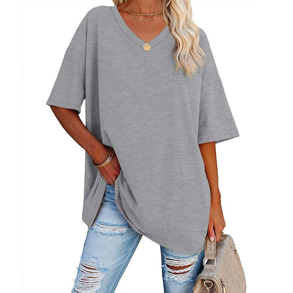 Women's Loose Half Sleeve V-neck Waist Blouses