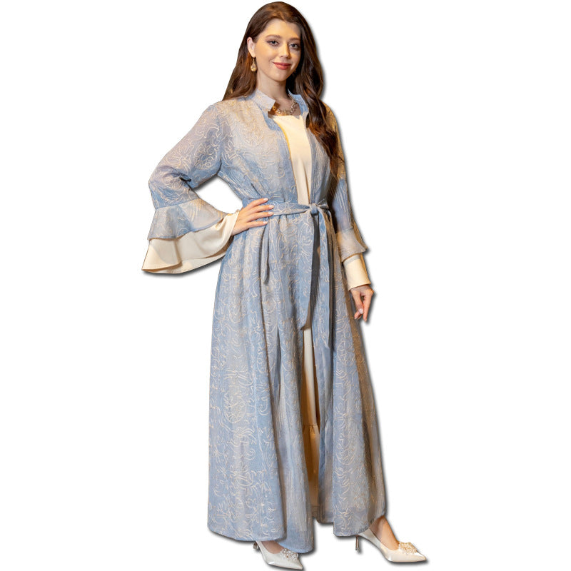 Women's Dress Muslim Ruffle Sleeve Robe Clothing