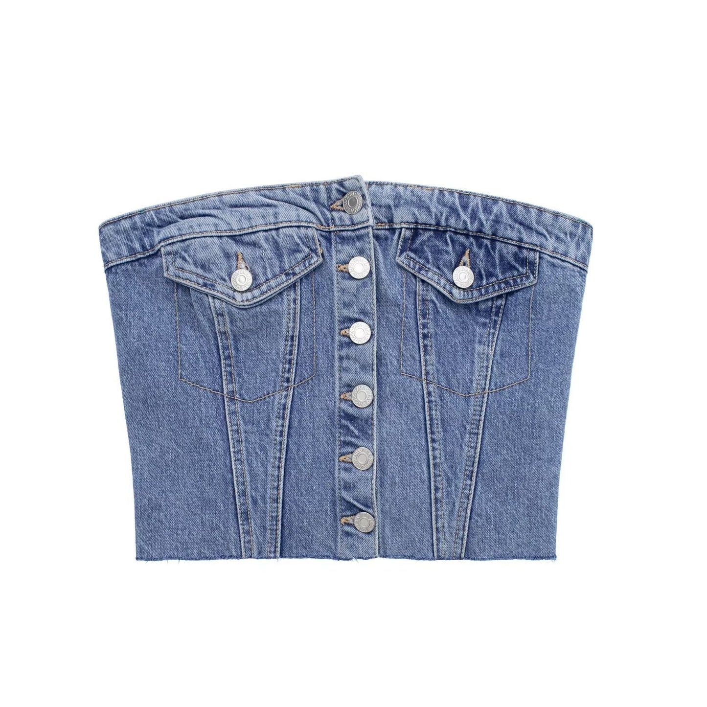 Women's Smocking Slim Fit Fashion Denim Tops