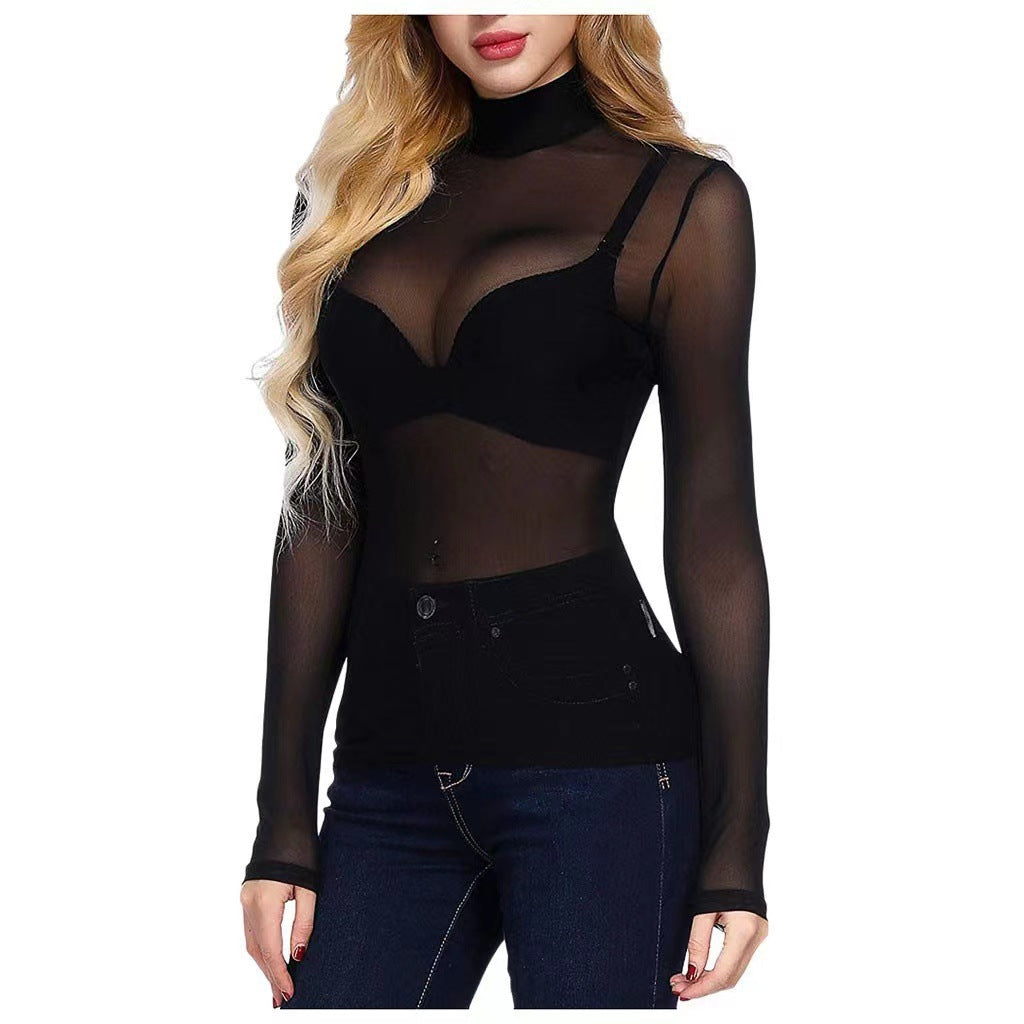 Women's Tight Inner Wear Long Sleeve T-shirt Turtleneck Bottoming Blouses