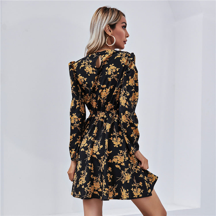 Women's Spring Loose Floral Tight Waist Dress Dresses