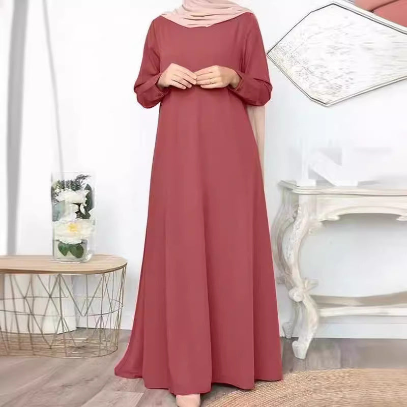 Muslim Solid Color Loose Pullover Leisure Elegant Long Clothing