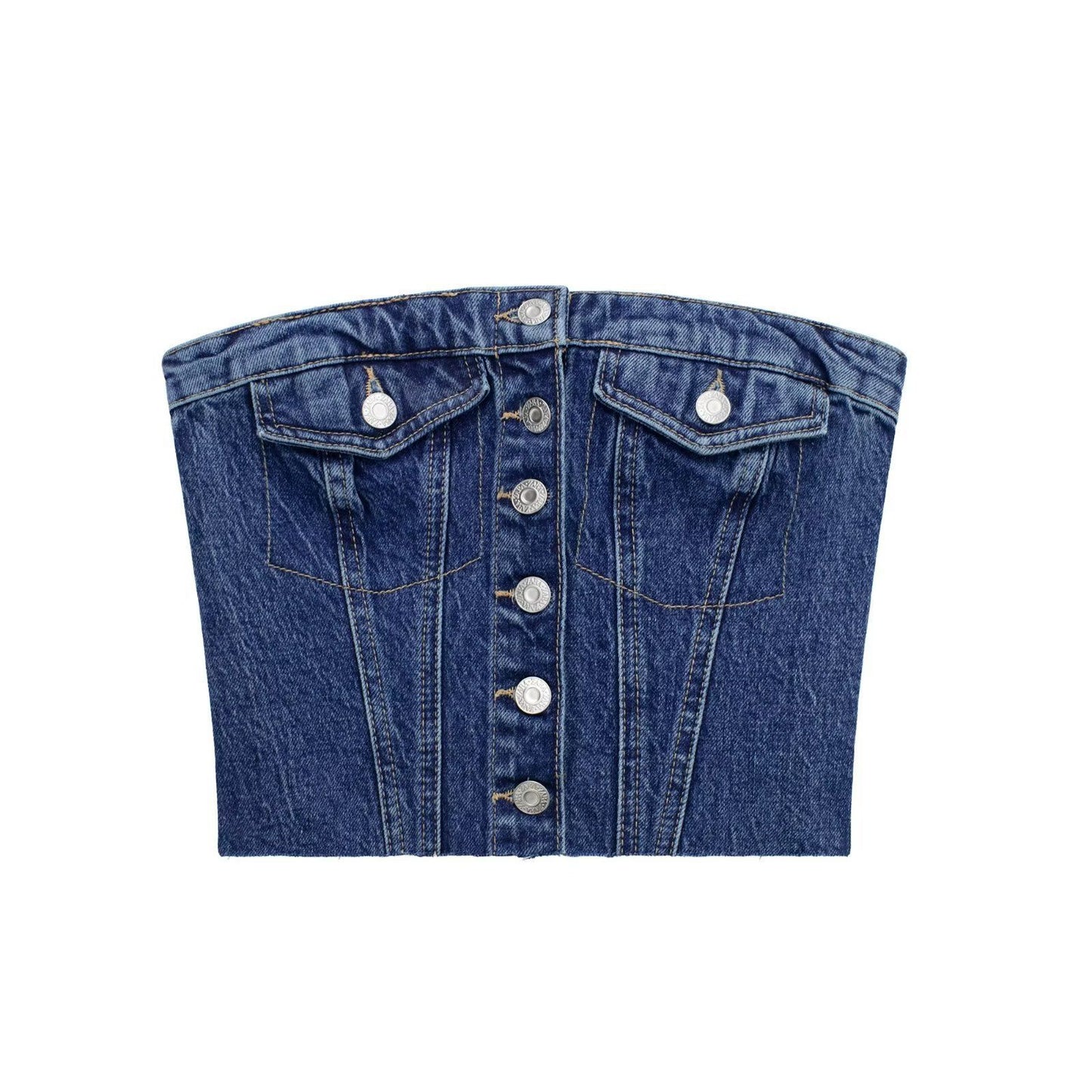 Women's Smocking Slim Fit Fashion Denim Tops